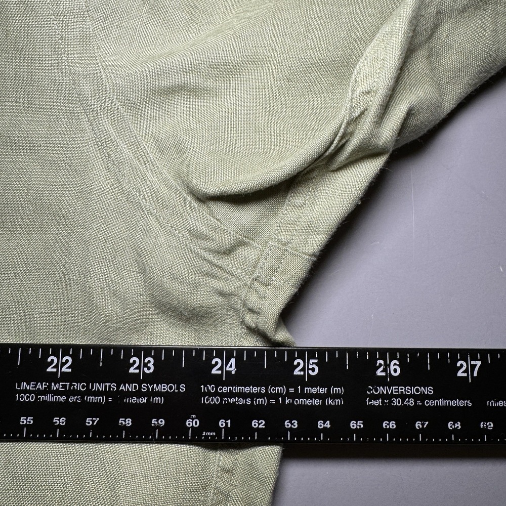 Brooks Brothers Sport Shirt Mens M Medium Green 100 Irish Linen Vintage Long - Picture 5 of 9